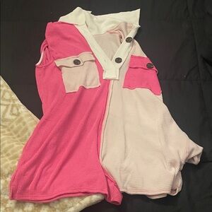 BUCKETLIST Pink and Cream Jumpsuit